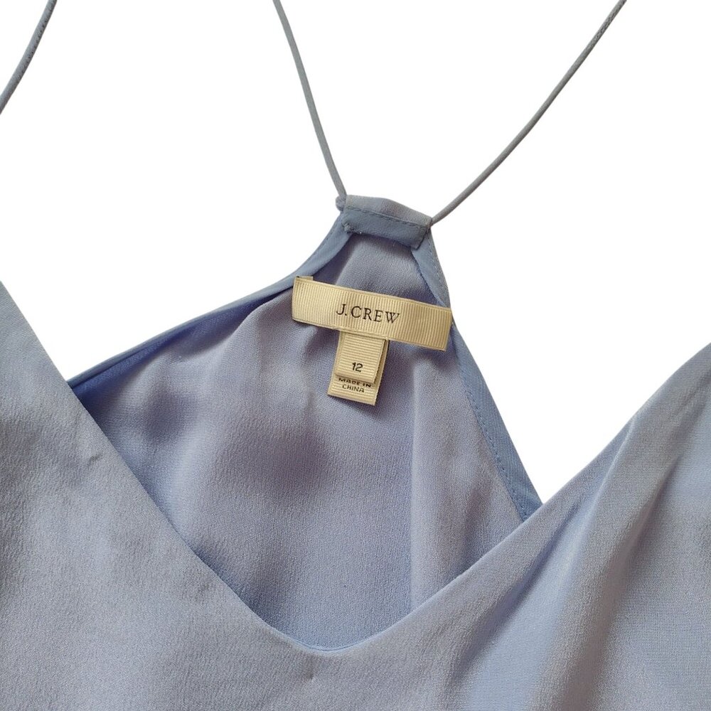 J Crew Womens Silk Tank Top 12 Sky Blue Racerback Relaxed Fit Cami - Picture 2 of 8